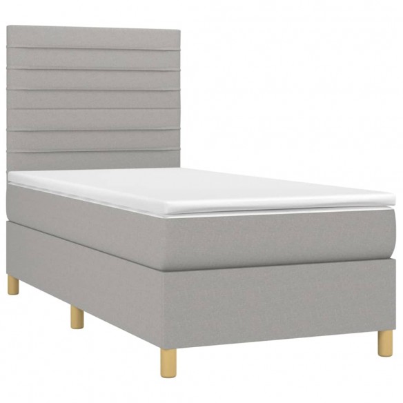 Cadre de lit avec matelas Gris clair 100x200cm Tissu