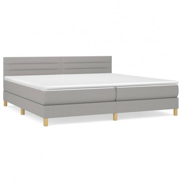 Cadre de lit avec matelas Gris clair 200x200cm Tissu