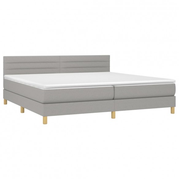 Cadre de lit avec matelas Gris clair 200x200cm Tissu