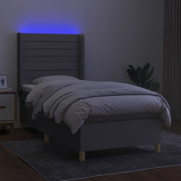 Cadre de lit matelas LED Gris clair 100x200 cm Tissu