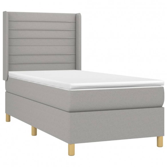 Cadre de lit matelas LED Gris clair 100x200 cm Tissu