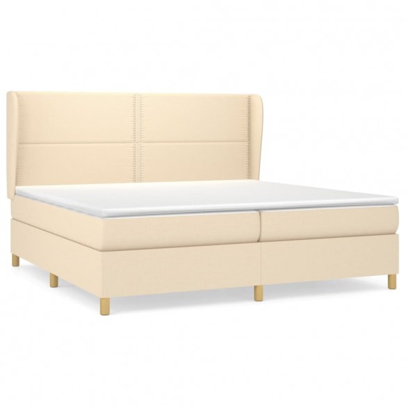 Cadre de lit avec matelas Crème 200x200 cm Tissu