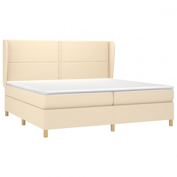 Cadre de lit avec matelas Crème 200x200 cm Tissu