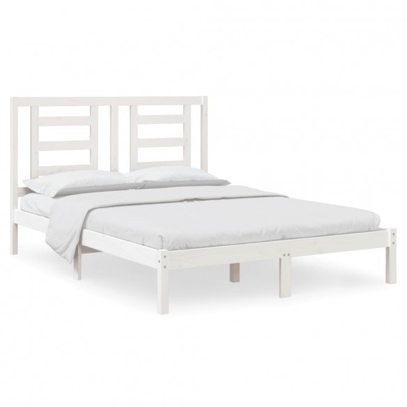 Cadre de lit Blanc Bois de pin massif 135x190 cm Double