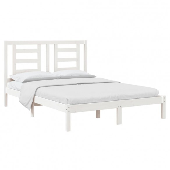 Cadre de lit Blanc Bois de pin massif 135x190 cm Double