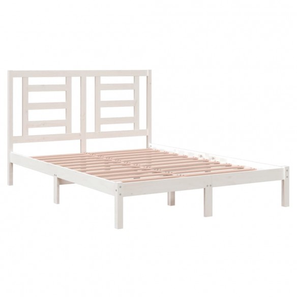 Cadre de lit Blanc Bois de pin massif 135x190 cm Double