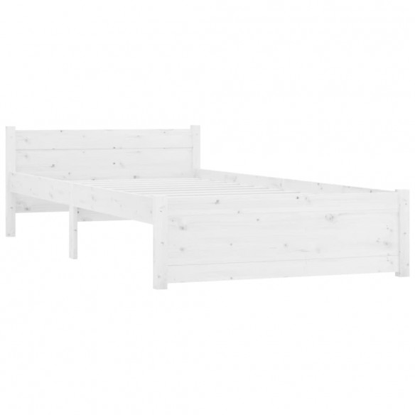 Cadre de lit blanc bois massif 90x190 cm simple