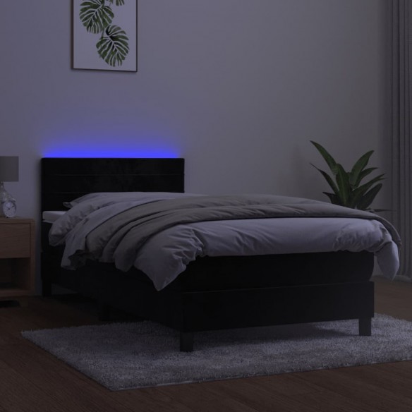 Cadre de lit avec matelas et LED Noir 90x200 cm