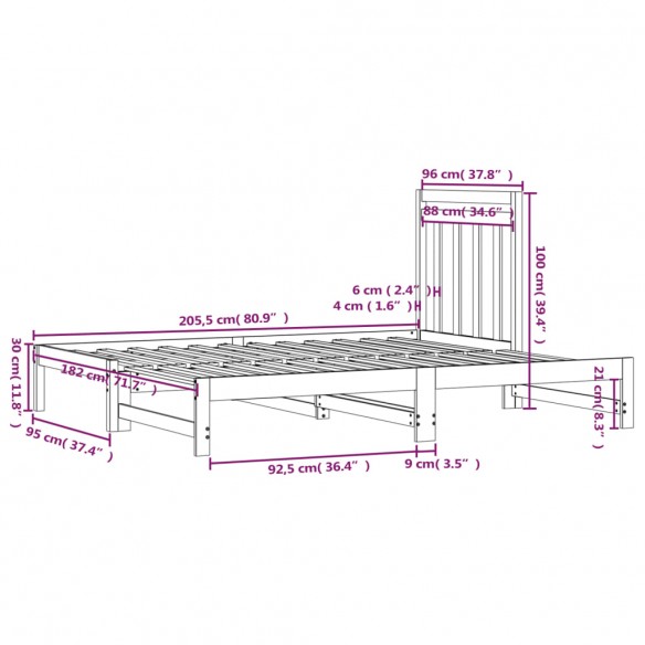 Lit coulissant 2x(90x200) cm Bois de pin massif