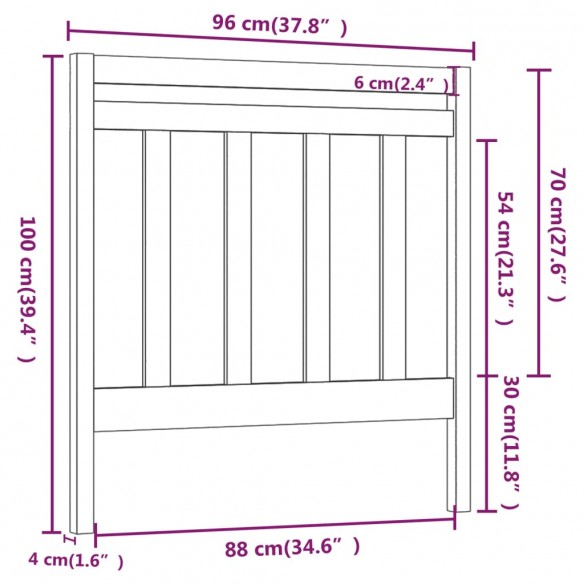 Tête de lit 96x4x100 cm Bois massif de pin