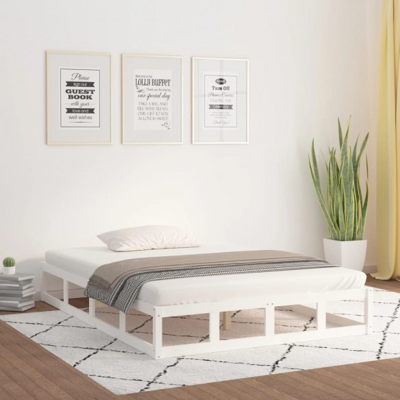 Cadre de lit Blanc 120x190 cm Petit double Bois massif