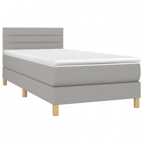 Cadre de lit avec matelas et LED Gris clair 90x190cm