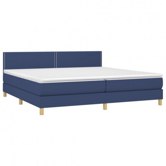 Cadre de lit et matelas et LED Bleu 200x200 cm Tissu