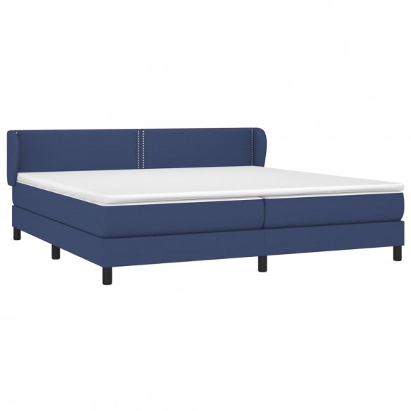 Cadre de lit avec matelas Bleu 200x200 cm Tissu