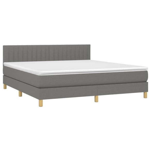 Cadre de lit avec matelas Gris foncé 180x200cm Tissu