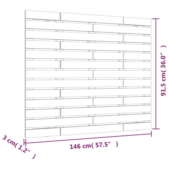 Tête de lit murale 146x3x91,5 cm Bois massif de pin