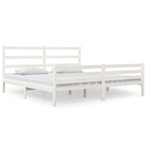 Cadre de lit Blanc Bois de pin massif 180x200 cm Super King