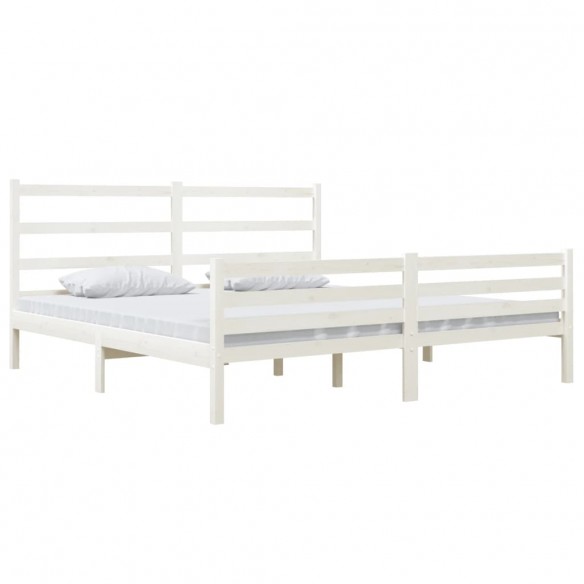 Cadre de lit Blanc Bois de pin massif 180x200 cm Super King