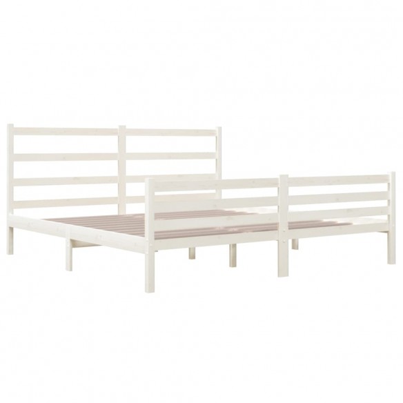 Cadre de lit Blanc Bois de pin massif 180x200 cm Super King