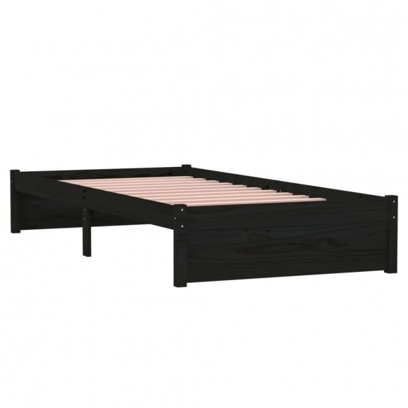 Cadre de lit Noir Bois massif 90x190 cm Simple