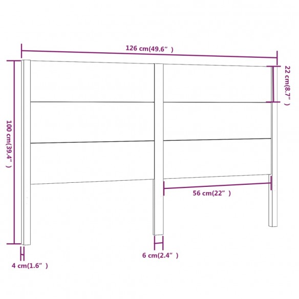 Tête de lit Gris 126x4x100 cm Bois massif de pin