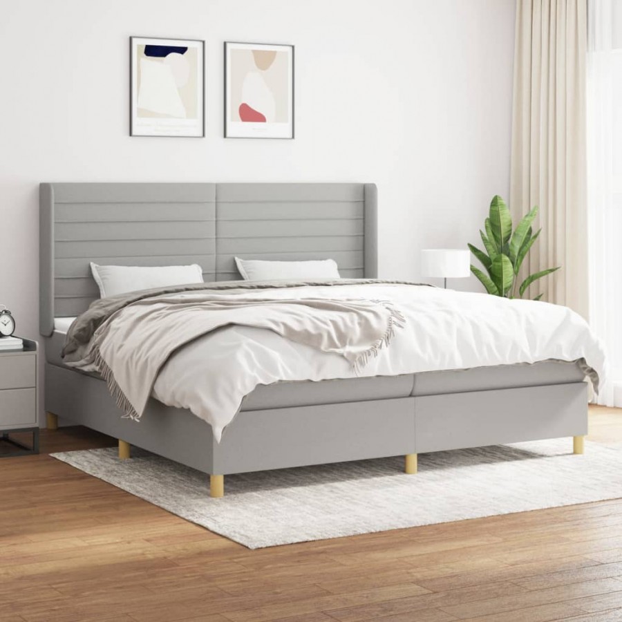 Cadre de lit avec matelas Gris clair 200x200cm Tissu