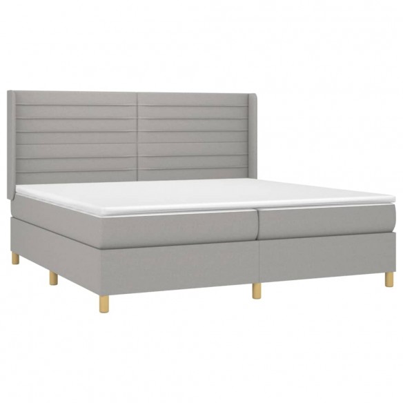 Cadre de lit avec matelas Gris clair 200x200cm Tissu