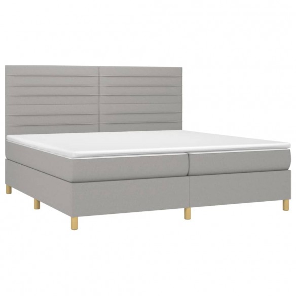 Cadre de lit avec matelas Gris clair 200x200cm Tissu