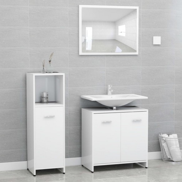 Ensemble de meubles de salle de bain 3 pcs Blanc Aggloméré