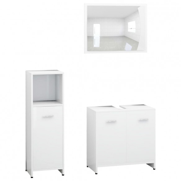 Ensemble de meubles de salle de bain 3 pcs Blanc Aggloméré