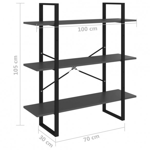 Bibliothèque Gris 100x30x105 cm Aggloméré