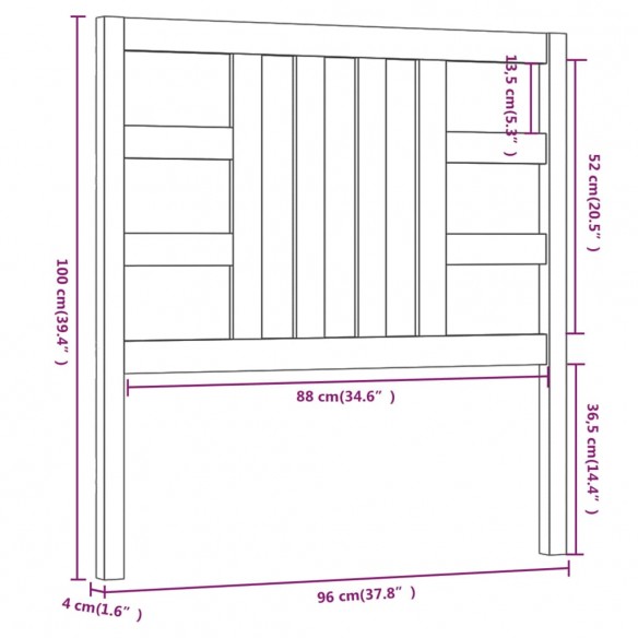Tête de lit 96x4x100 cm Bois massif de pin