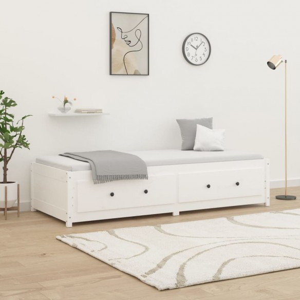 Lit de jour Blanc 75x190 cm Petit simple Bois de pin massif