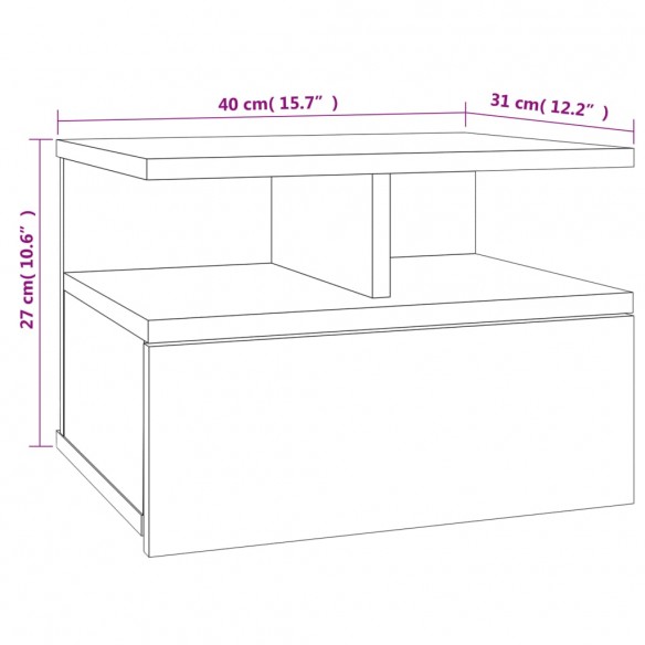 Table de chevet flottante Chêne sonoma 40x31x27 cm Aggloméré