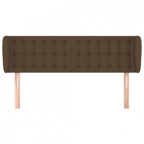 Tête de lit avec oreilles Marron foncé 147x23x78/88 cm Tissu