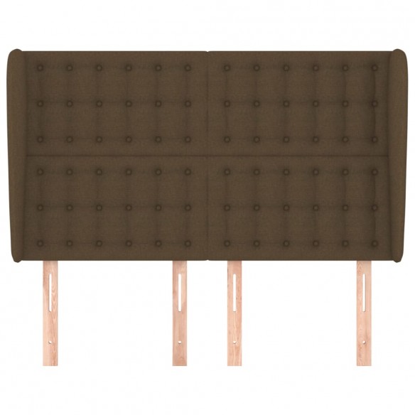 Tête de lit avec oreilles Marron foncé 147x23x118/128 cm Tissu