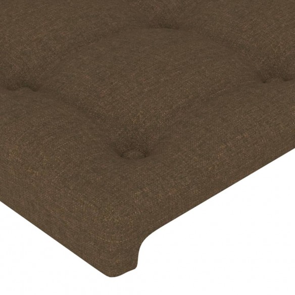 Tête de lit avec oreilles Marron foncé 147x23x118/128 cm Tissu