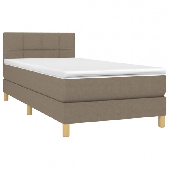 Cadre de lit avec matelas LED Taupe 80x200 cm Tissu