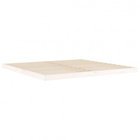 Cadre de lit blanc 200x200 cm bois de pin massif