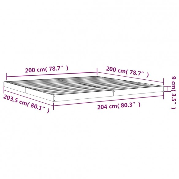 Cadre de lit blanc 200x200 cm bois de pin massif