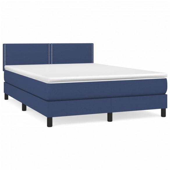 Cadre de lit avec matelas Bleu 140x190 cm Tissu