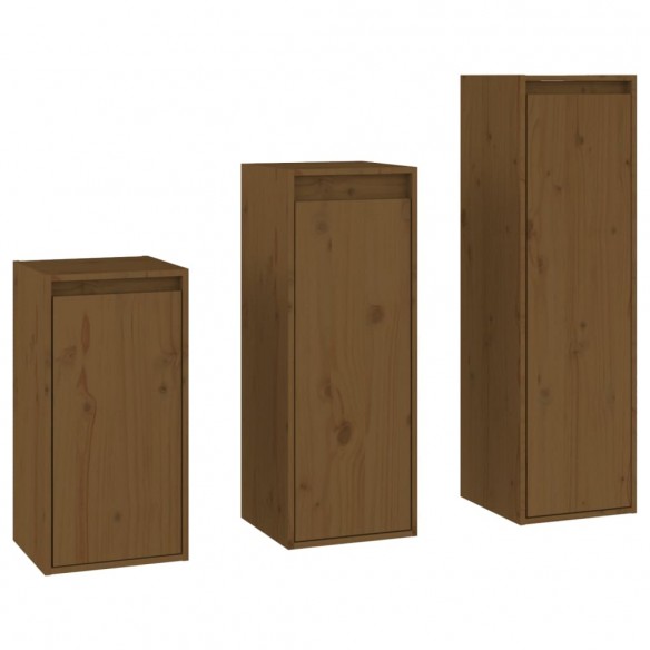 Meubles TV 3 pcs Marron miel Bois massif de pin