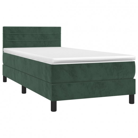 Cadre de lit avec matelas Vert foncé 90x200 cm