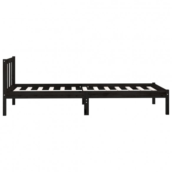 Cadre de lit Noir Bois de pin massif 90x190 cm Simple