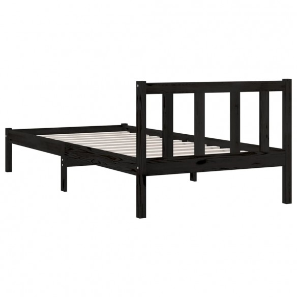 Cadre de lit Noir Bois de pin massif 90x190 cm Simple