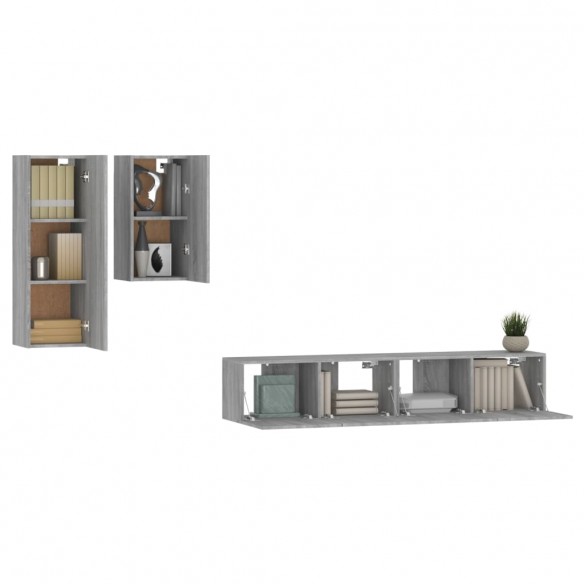 Ensemble de meubles TV 4 pcs Sonoma gris Bois d'ingénierie