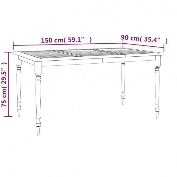 Table Batavia 150x90x75 cm Bois de teck solide