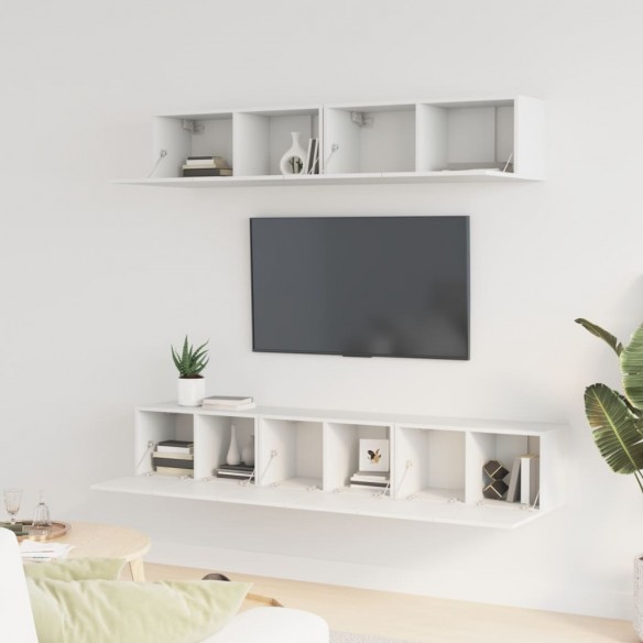 Ensemble de meubles TV 5 pcs Blanc Bois d'ingénierie