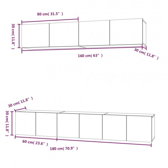 Ensemble de meubles TV 5 pcs Blanc Bois d'ingénierie