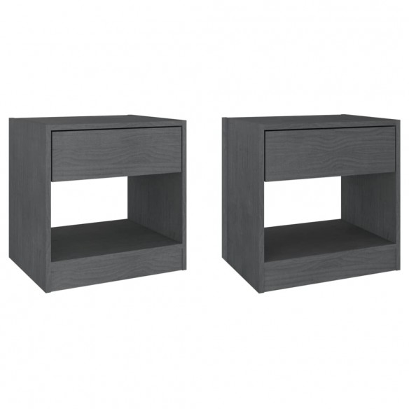 Tables de chevet 2 pcs Gris 40x31x40 cm Bois de pin massif